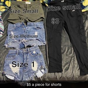 All shorts are $5 a piece and tights are $3